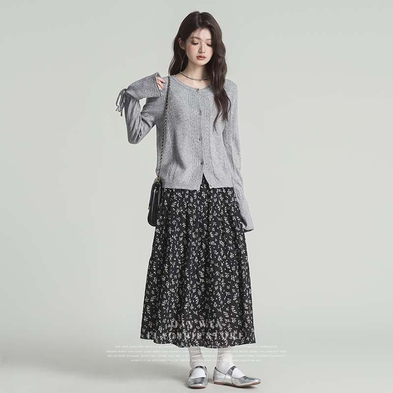 ケーブル編みカーディガン｜デート服