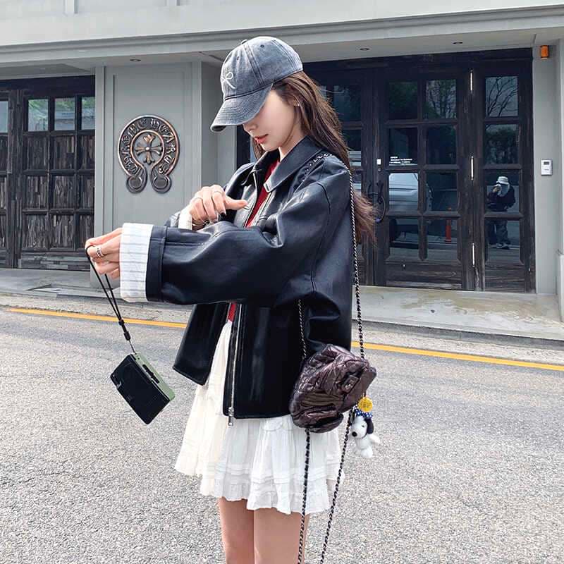オーバーサイズレザージャケット｜デート服