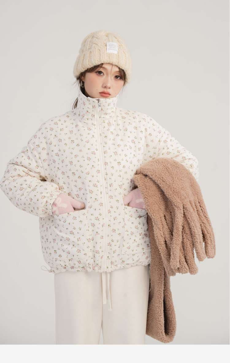 花柄リバーシブルキルティングジャケット｜デート服