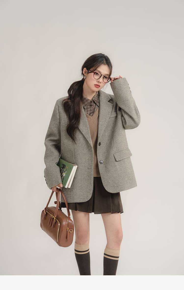 クラシックウールブレンドジャケット｜デート服