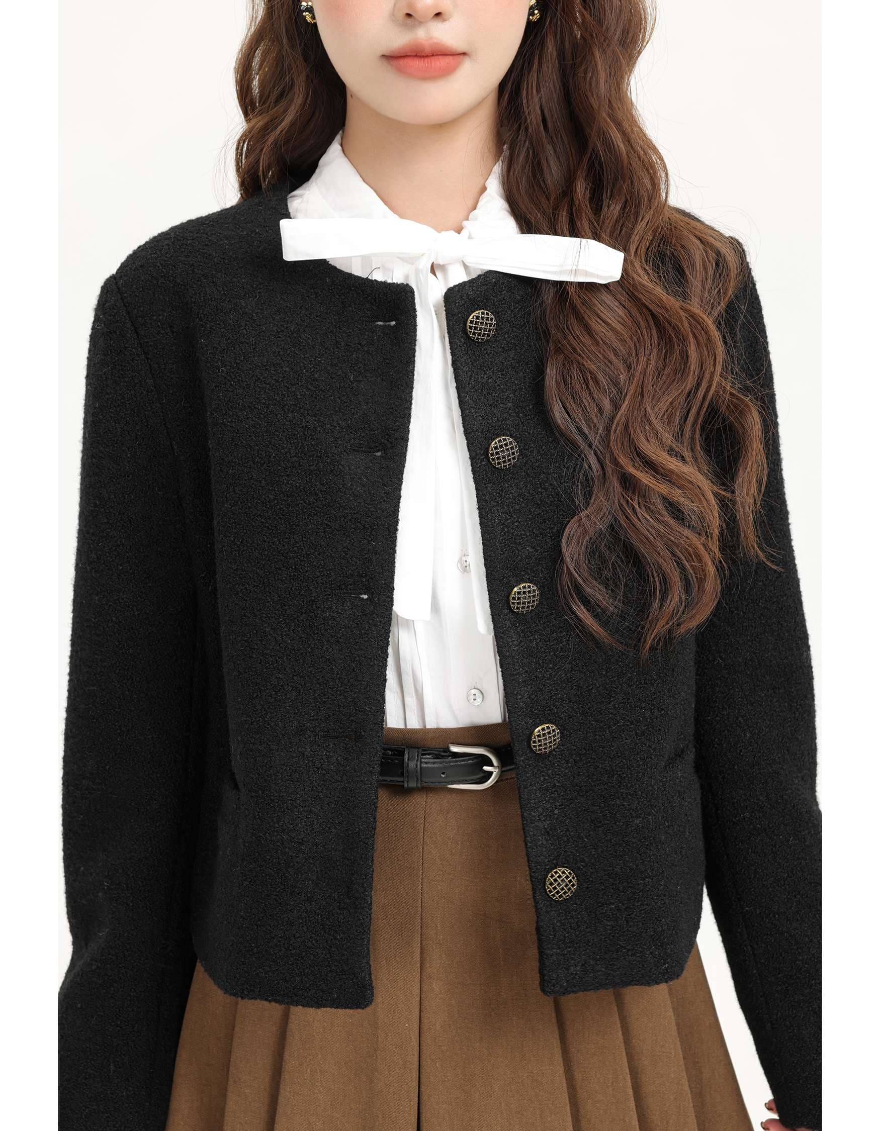 ヴィンテージボタン付きツイードジャケット｜デート服