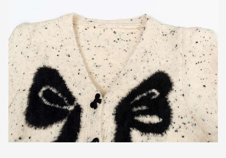 リボン柄カーディガン｜デート服