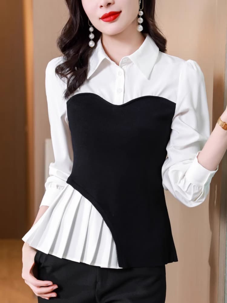 ドッキングシャツ×ビスチェ風トップス|デート服