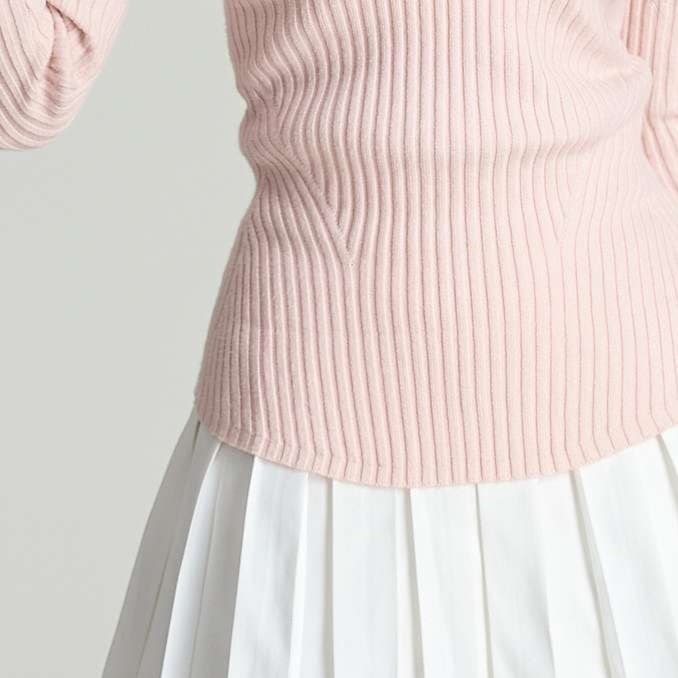 オフショルダーリブニット|デート服