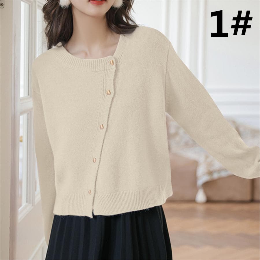 デート服 秋のデート秋冬 やわらか無地カーディガン