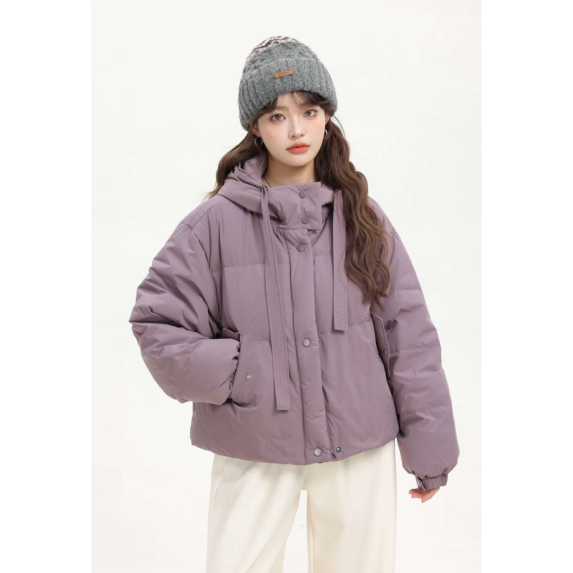 リボン付きショートダウンジャケット|デート服
