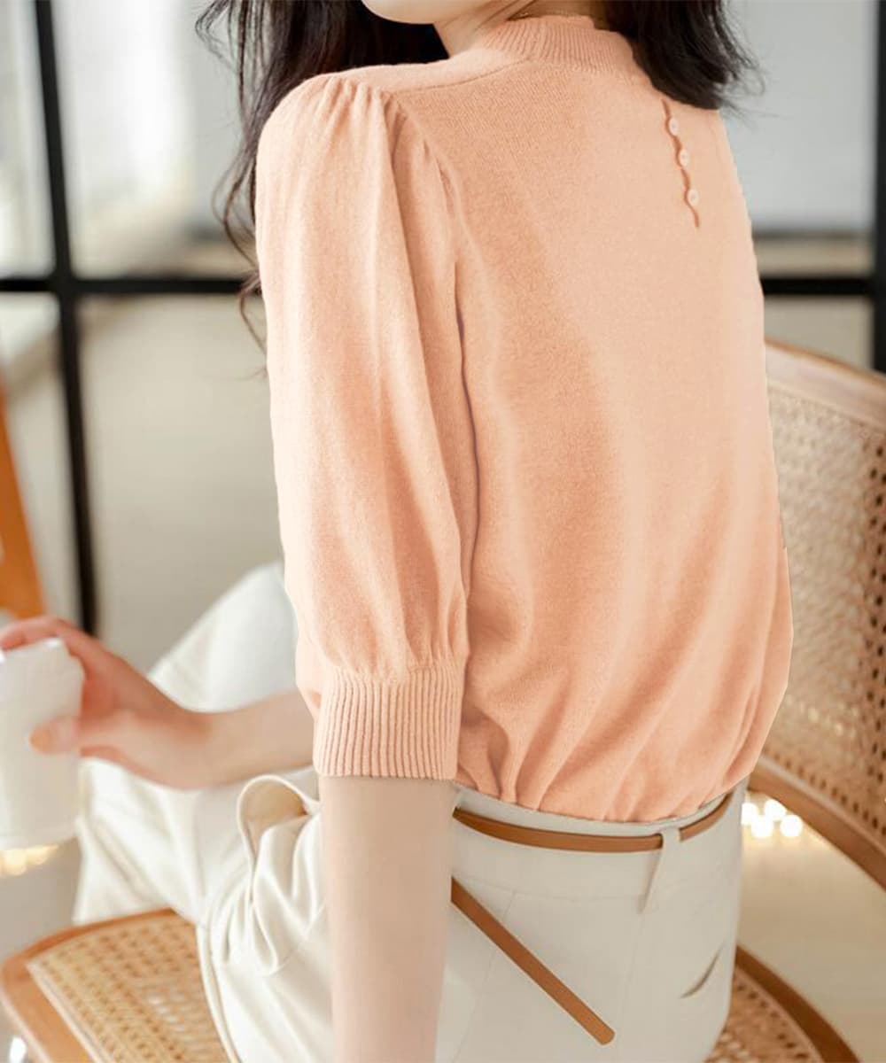 デート服 夏のデート用 パフスリーブサマーニット