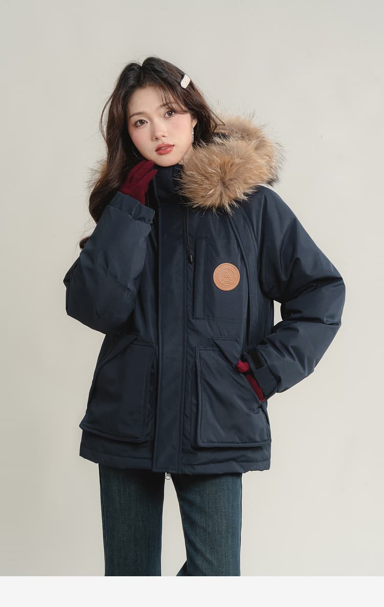 デート服 もこもこファー付きカジュアルダウン