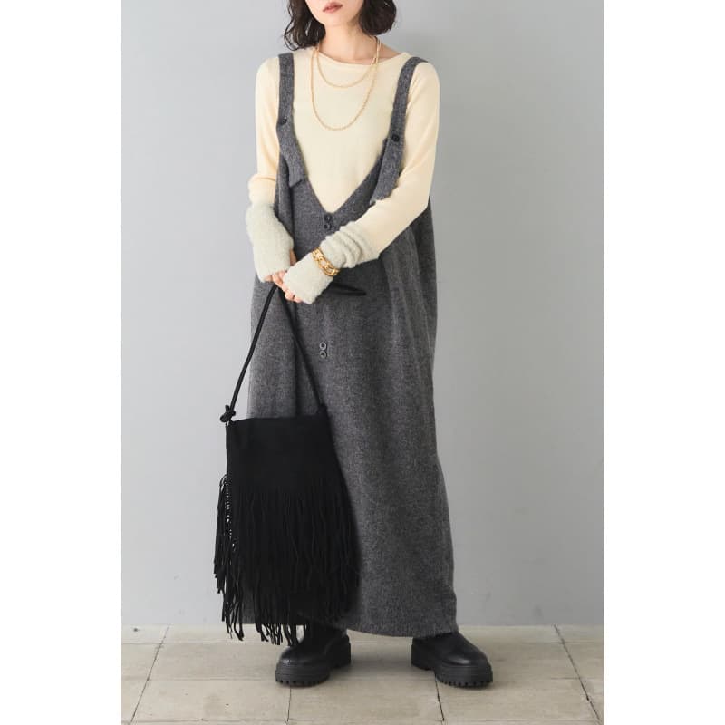 デート服ワンピース 韓国風ニットジャンパースカート