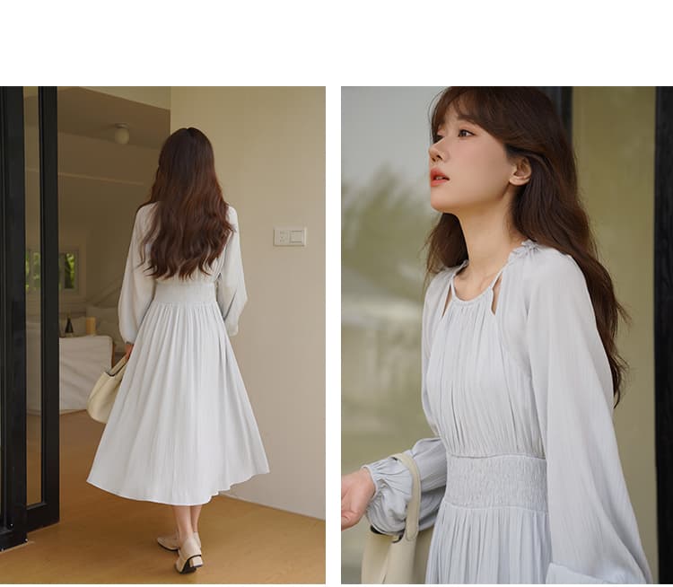 カットアウトスリーブギャザーワンピース|デート服