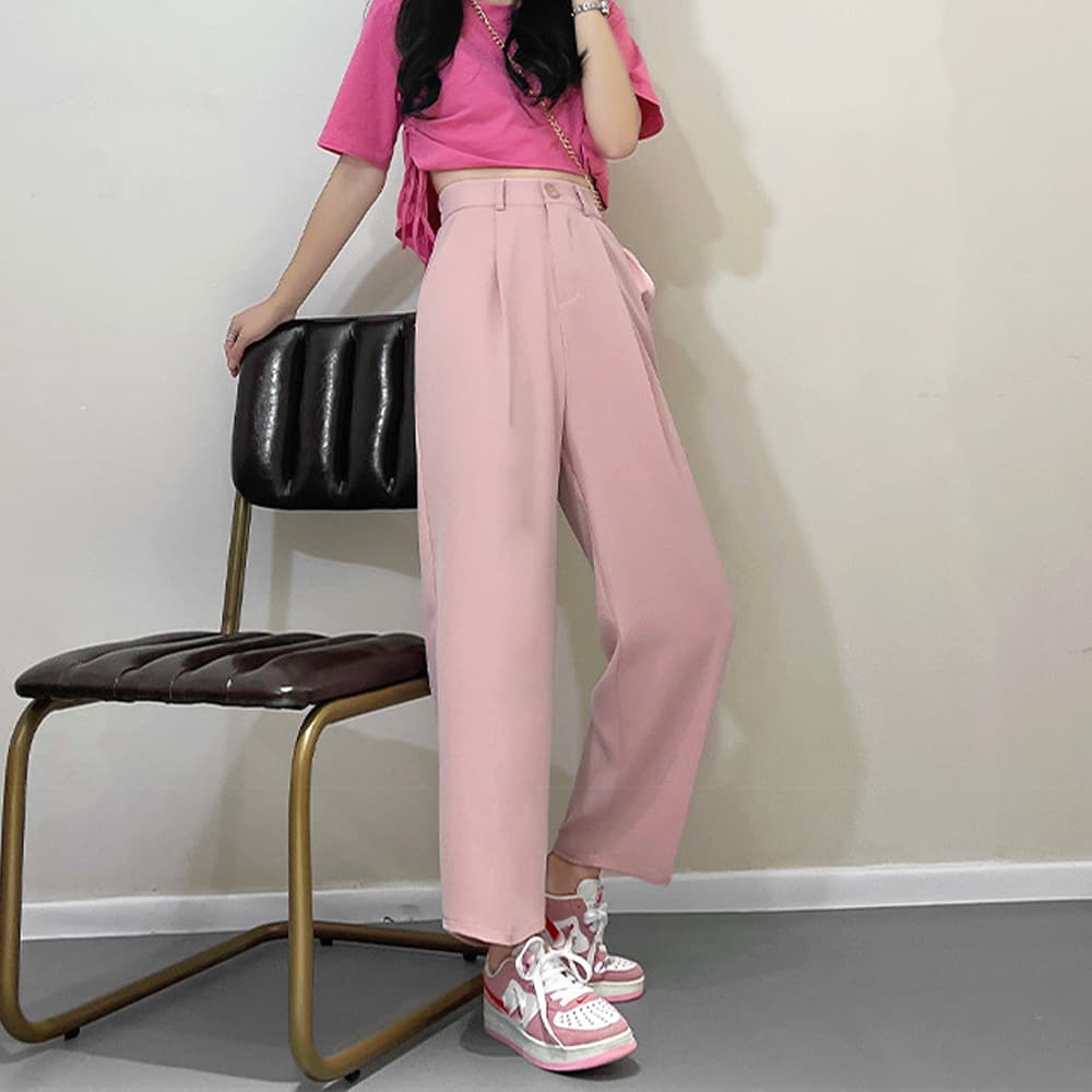 デート服 美脚セミワイドパンツ 6色展開 9分丈ズボン