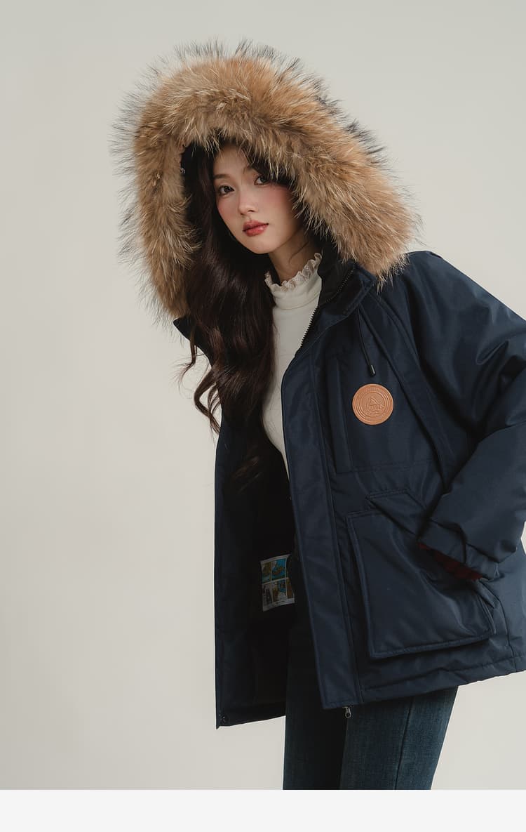 デート服 もこもこファー付きカジュアルダウン