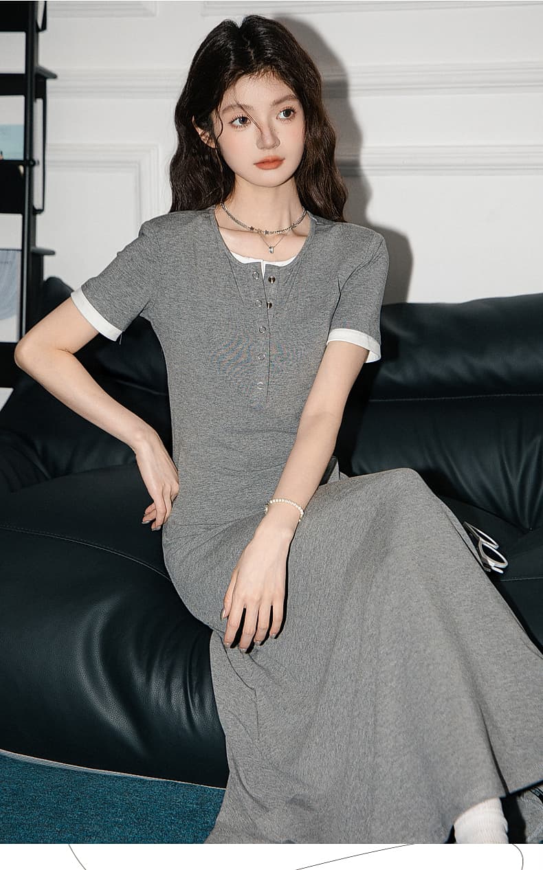 アシンメトリーデザインリブTシャツ|デート服