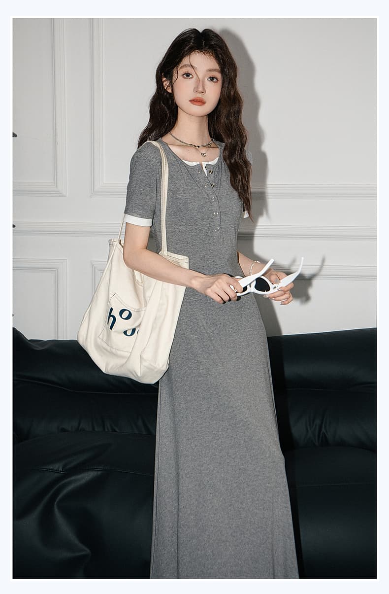 アシンメトリーデザインリブTシャツ|デート服