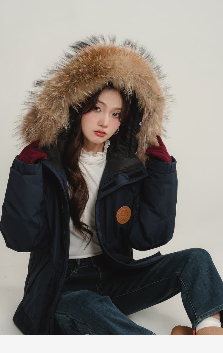デート服 もこもこファー付きカジュアルダウン