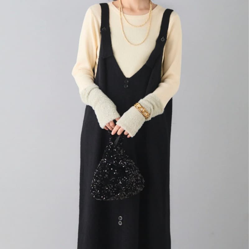 デート服ワンピース 韓国風ニットジャンパースカート