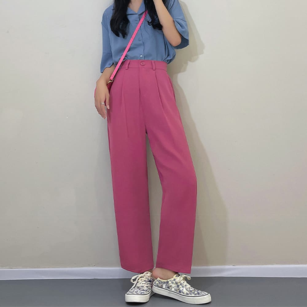 デート服 美脚セミワイドパンツ 6色展開 9分丈ズボン