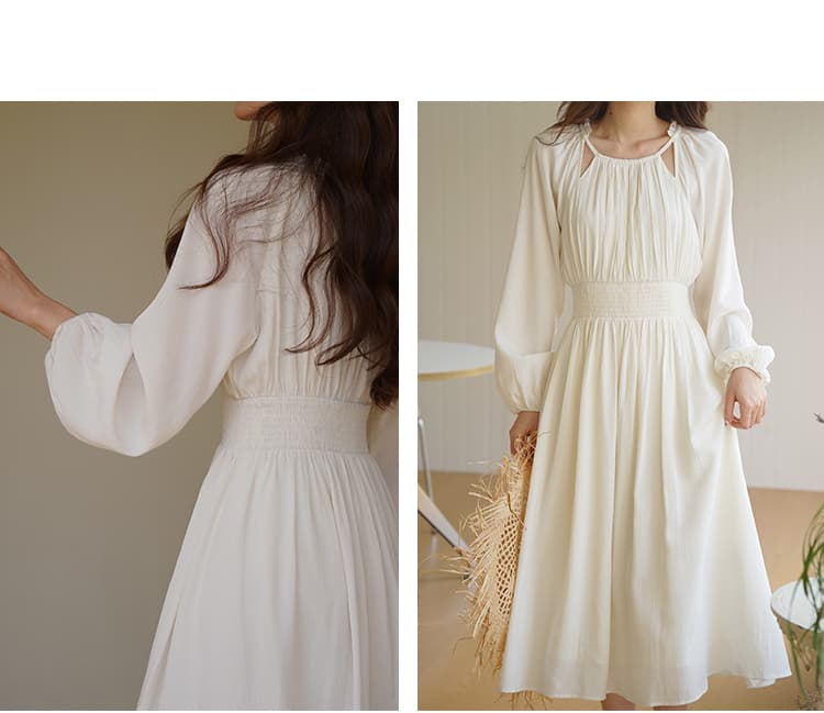 カットアウトスリーブギャザーワンピース|デート服