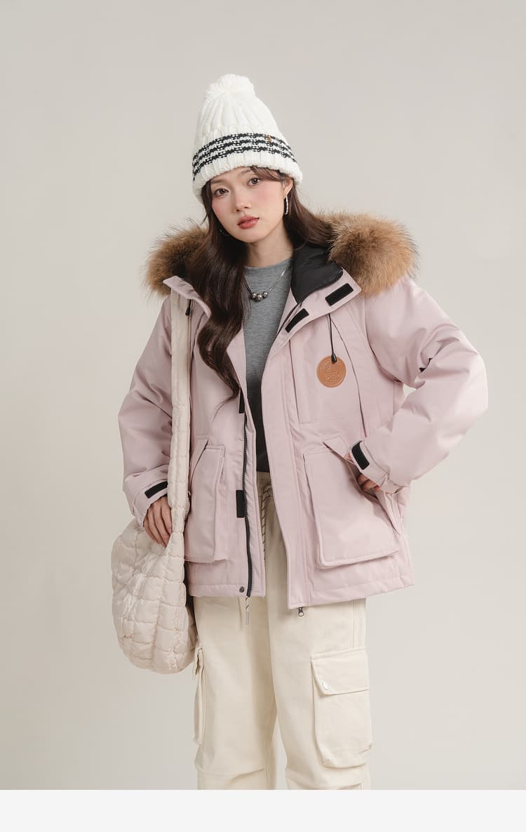 デート服 もこもこファー付きカジュアルダウン