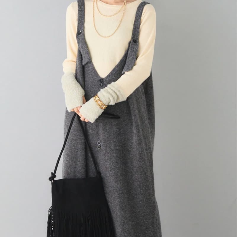 デート服ワンピース 韓国風ニットジャンパースカート