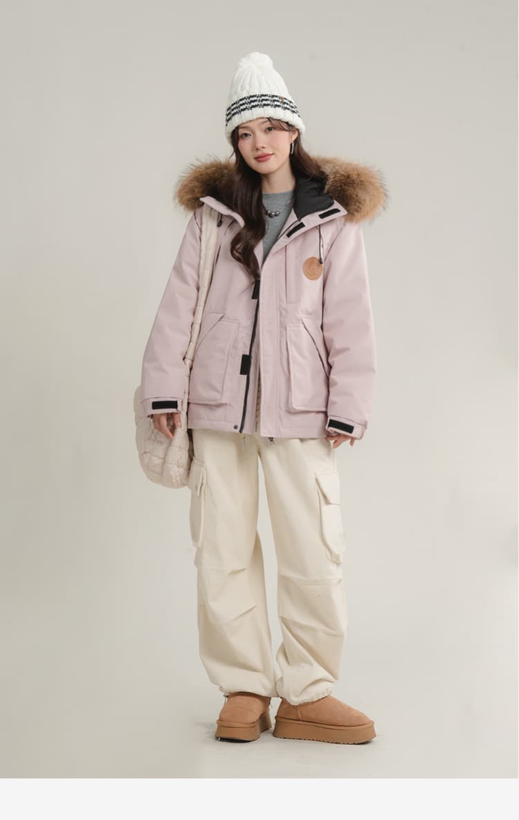 デート服 もこもこファー付きカジュアルダウン