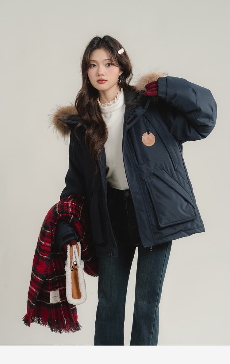 デート服 もこもこファー付きカジュアルダウン