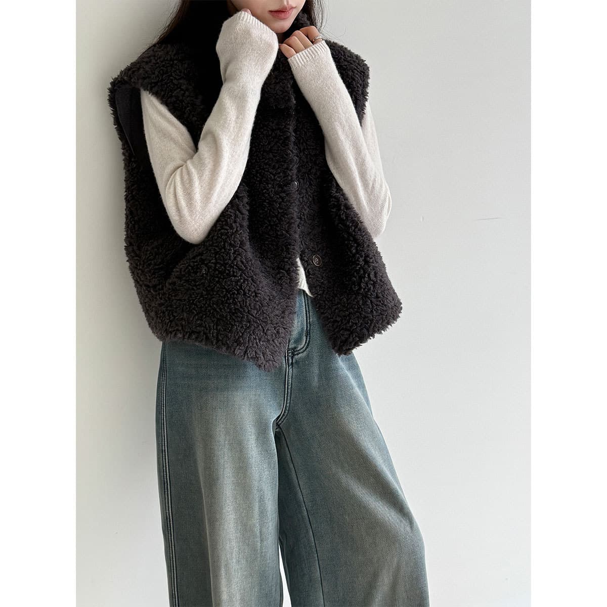 デート服冬のデートもこもこボアベスト
