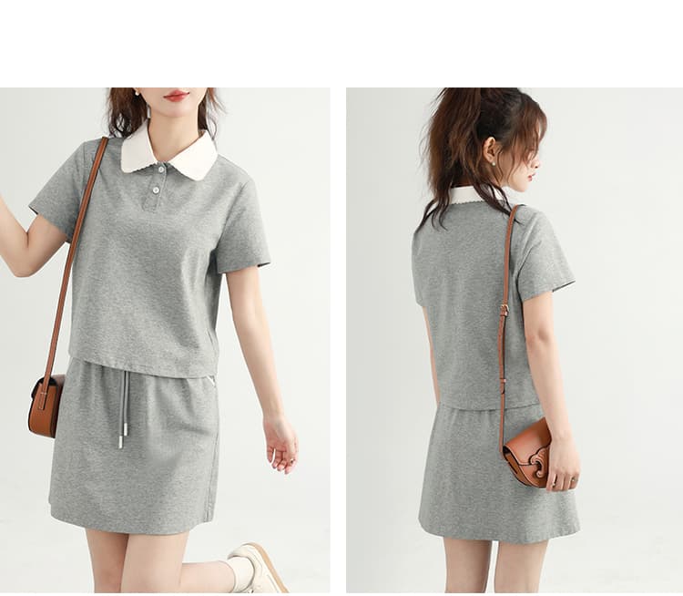 配色襟付きポロセットアップ|デート服