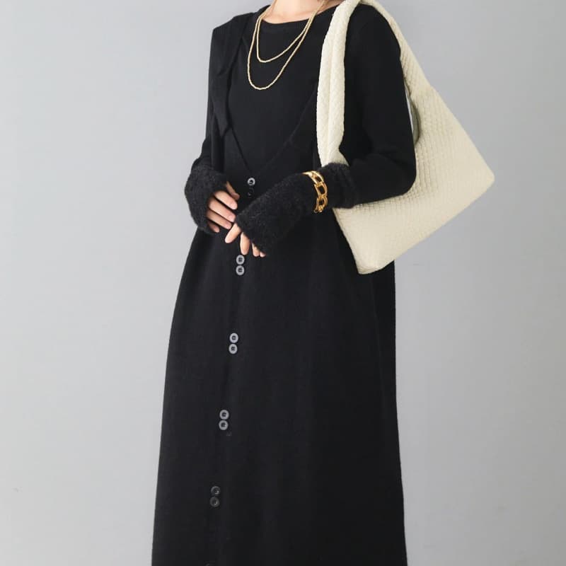 デート服ワンピース 韓国風ニットジャンパースカート