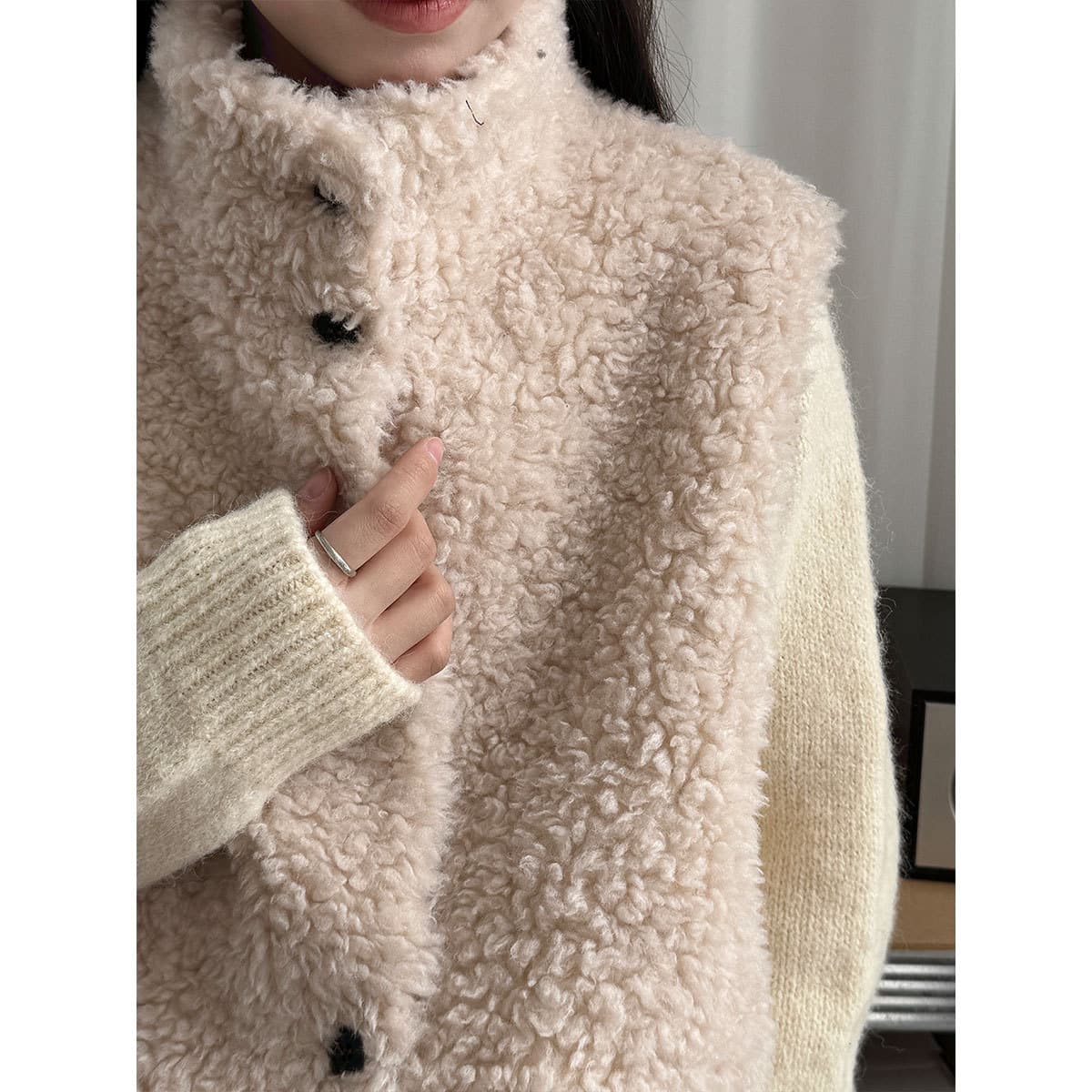 デート服冬のデートもこもこボアベスト