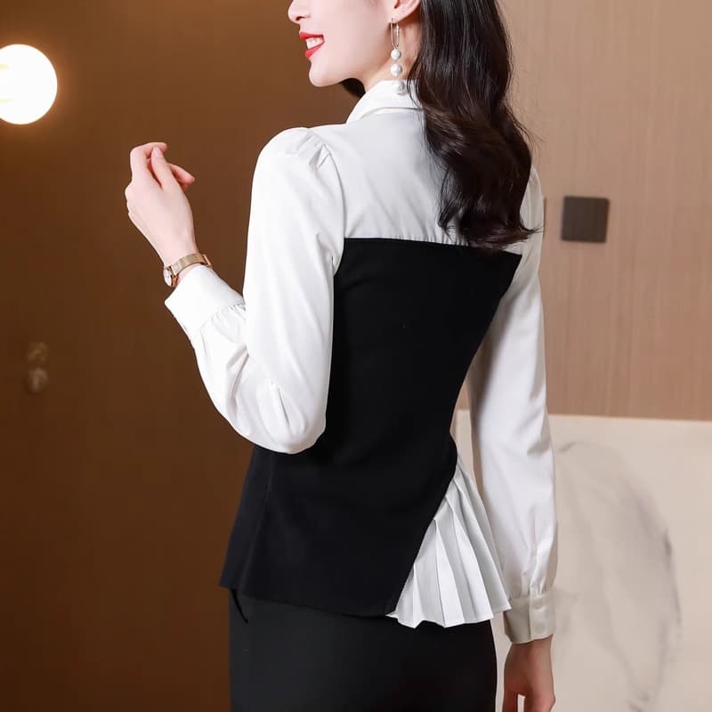 ドッキングシャツ×ビスチェ風トップス|デート服