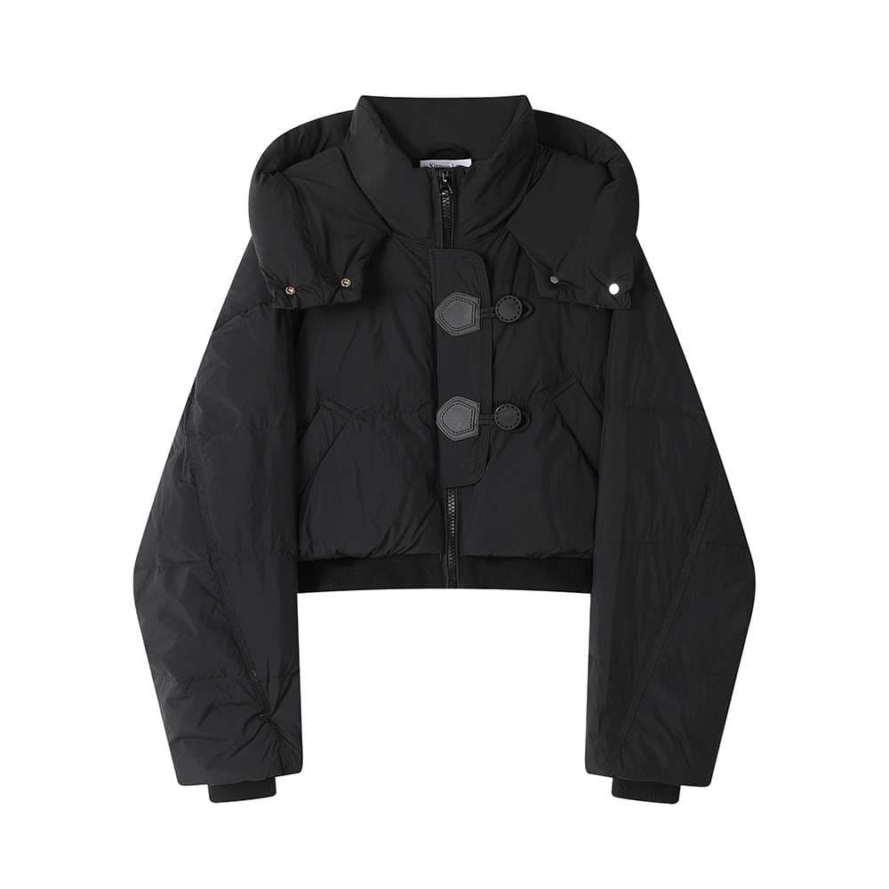 トグルボタン付きショートダウンジャケット|デート服